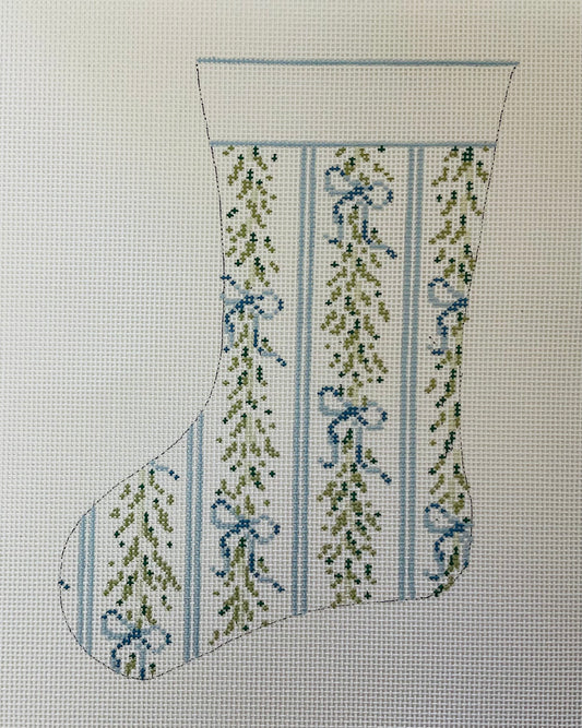 Mini Stocking Blue Bow and Garland