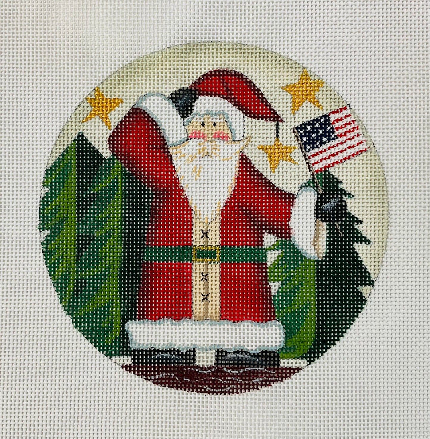 Santa with Flag Ornament