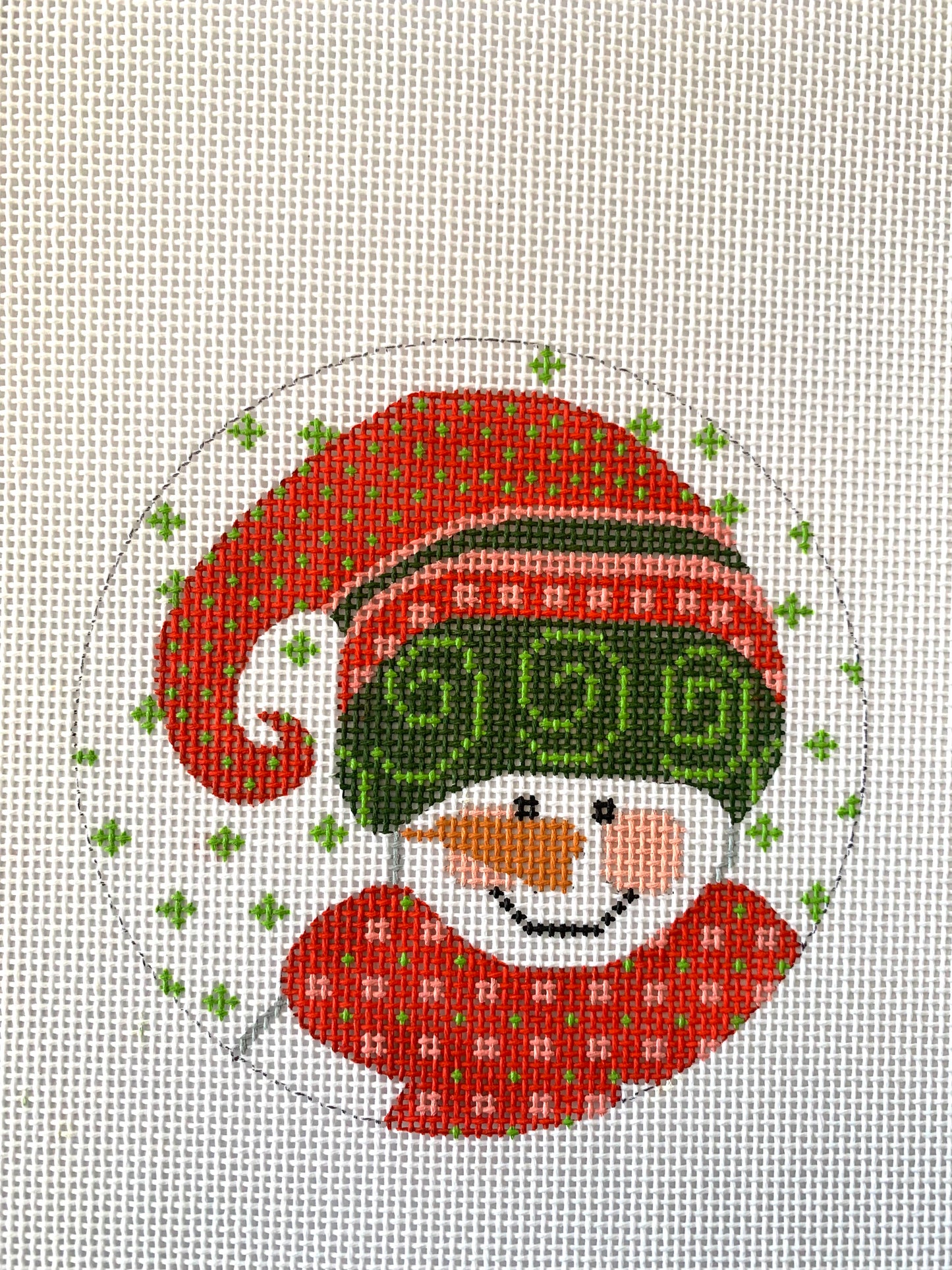 Snowman Pink and Green Round