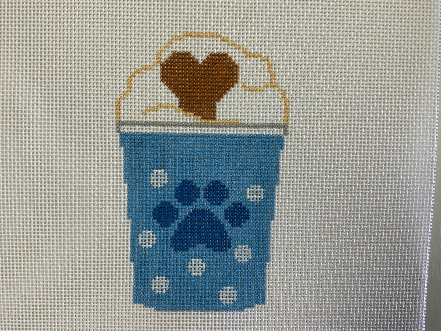 Pup Cup with Dog Bone Needlepoint Canvas