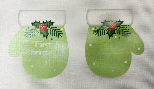 Baby’s First Christmas Mittens, Green