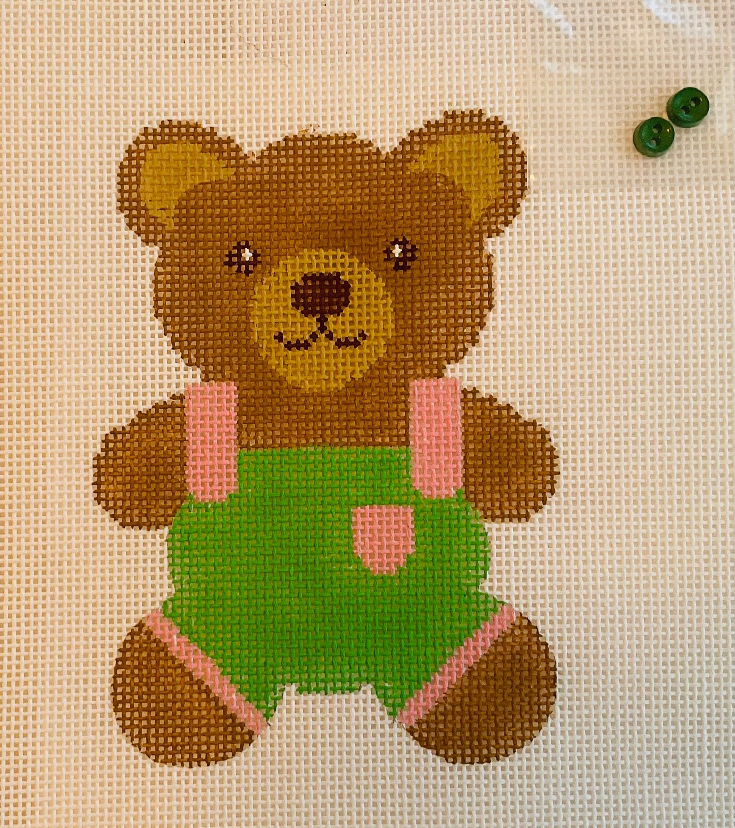 Teddy Bear Smiles Green with Stitch Guide