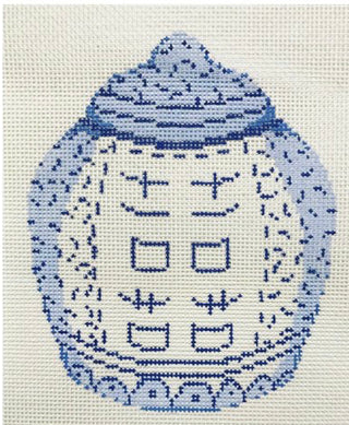 Ginger Jar Double Happiness Blue and White Needlepoint Canvas