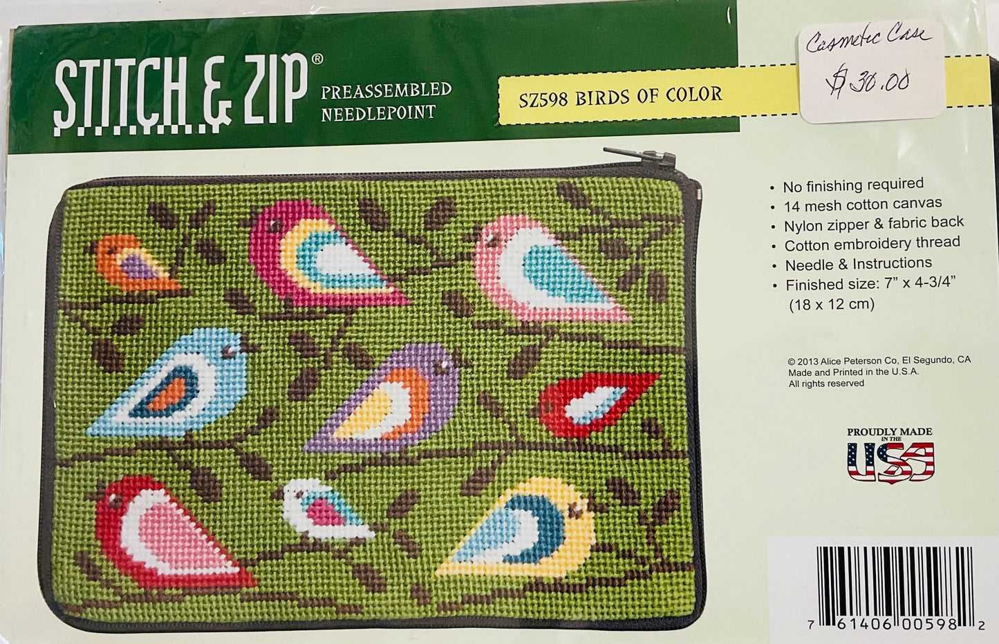 Stitch & Zip Birds of Color Cosmetic Case