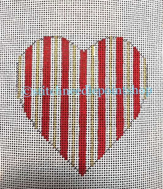 Heart Red with Gold Stripes