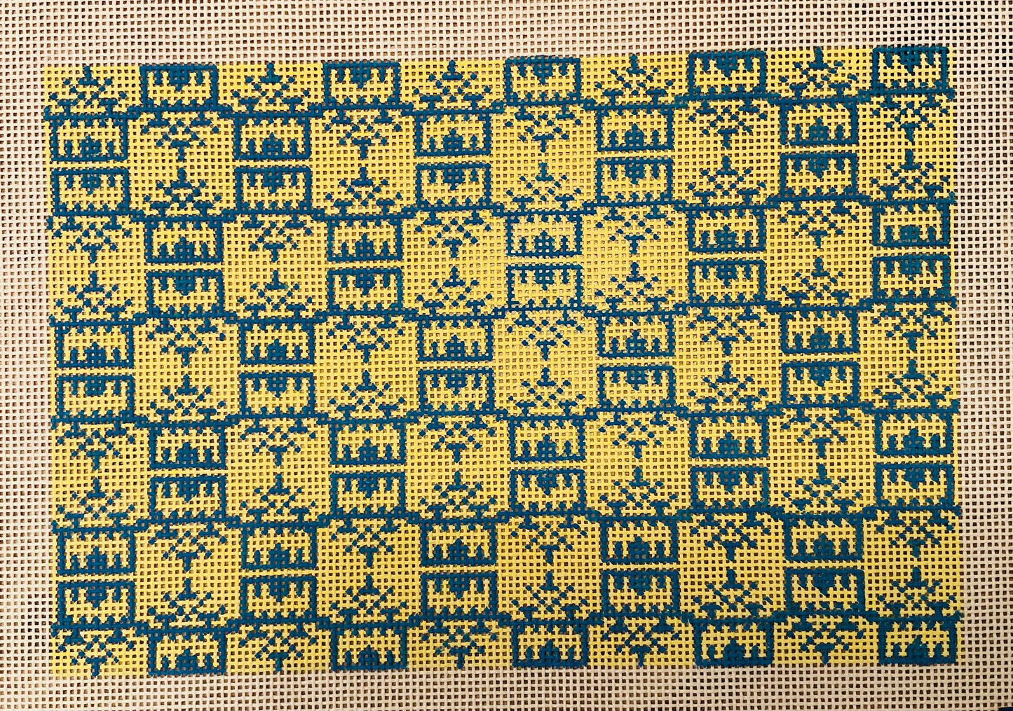 Yellow/Blue Pagoda Print Clutch