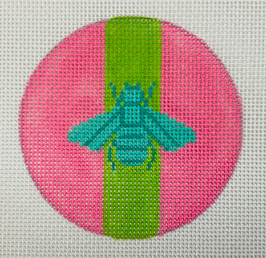 Mod Aqua Bee on Pink/Green (3”)