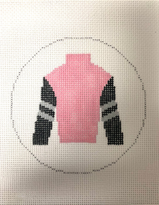 Jockey Silk Pink with Black Sleeves with Stitch Guide