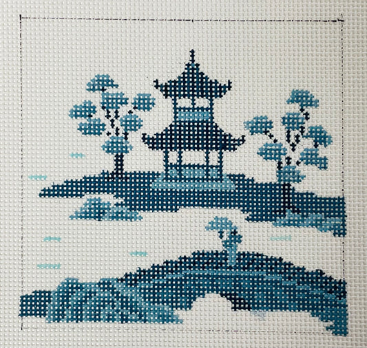 Coaster, Asian Islands, Bridge, Blue/White