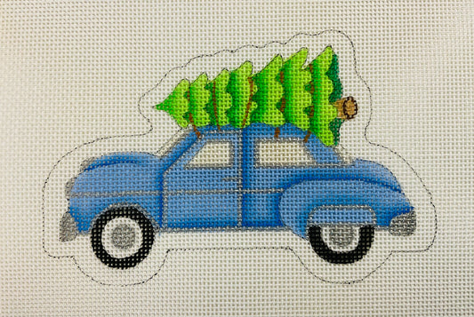 Blue Car with Tree Ornament