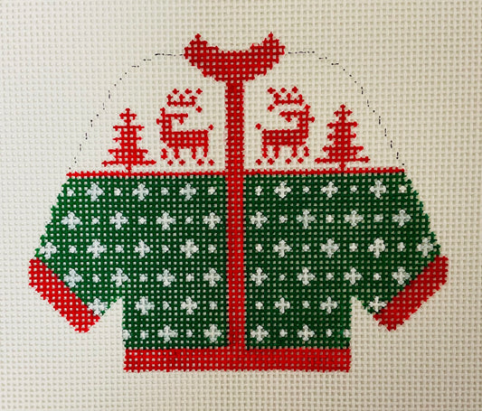 Sweater, Green with Red Reindeer