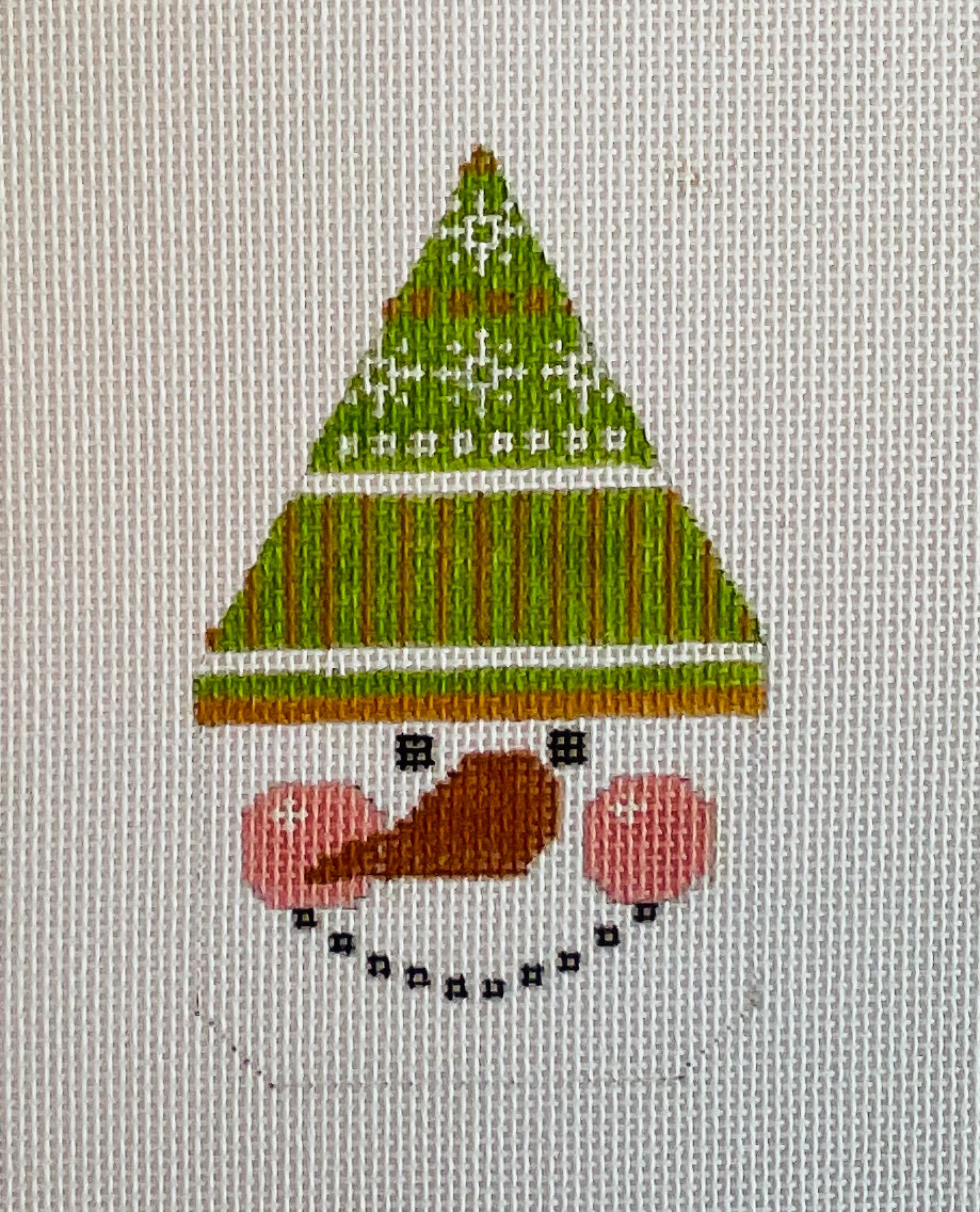 Snowman Peach/Green Hat with Snowflakes