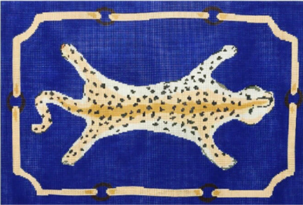 Leopard on Navy Needlepoint Canvas