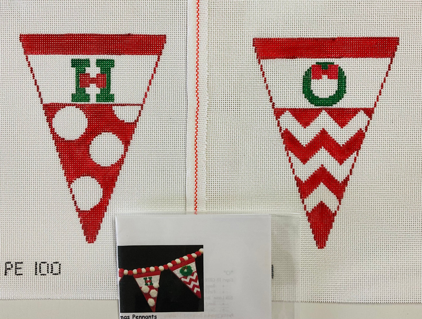 Ho Ho Pennants (2 canvases) with Stitch Guide