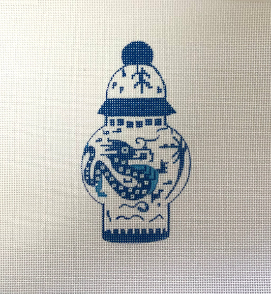 Ginger Jar Blue and White with Dragon
