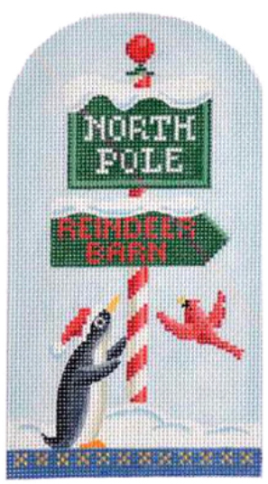 North Pole Penguin and Sign