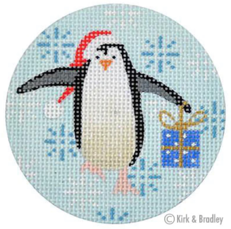 Penguin Christmas Circle Blue
