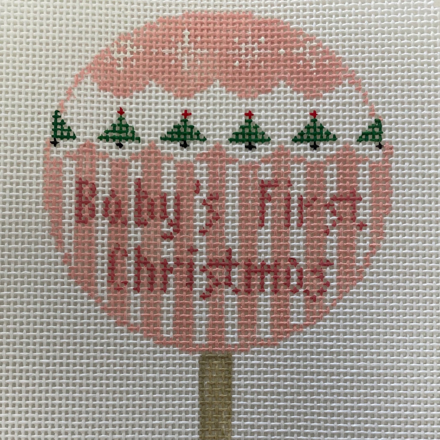 Rattle, Baby’s First Christmas - Pink Needlecraft Canvas