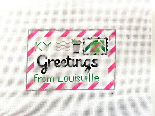 Greetings from Louisville Postcard canvas only Needlecraft Canvas