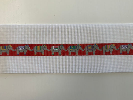 Belt Elephants on Red Needlecraft Canvas