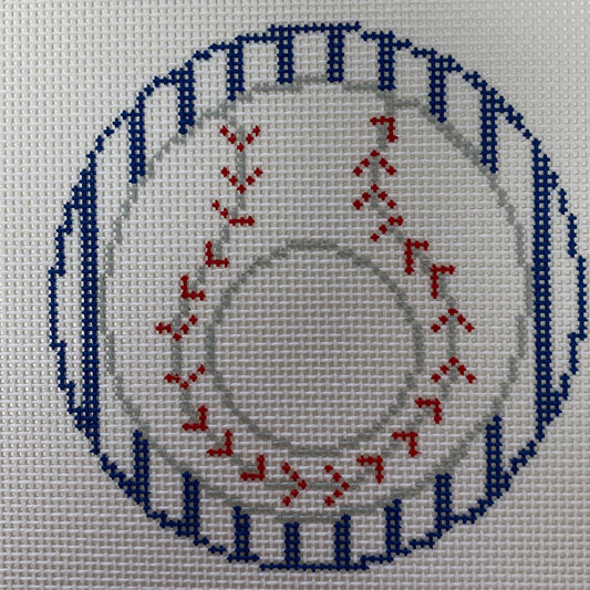 Baseball Monogram Round Needlecraft Canvas