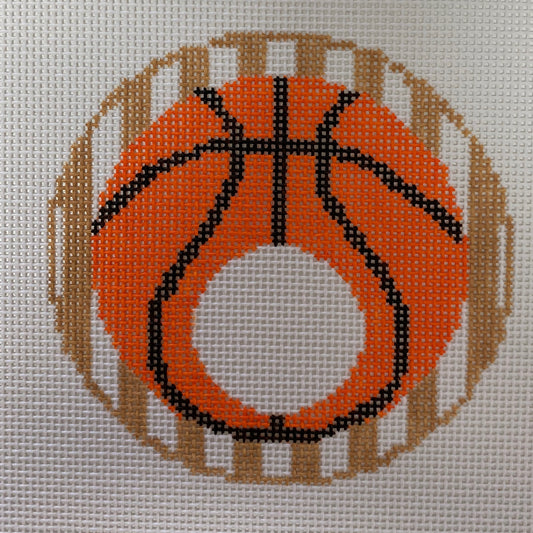 Basketball Monogram Round Needlecraft Canvas