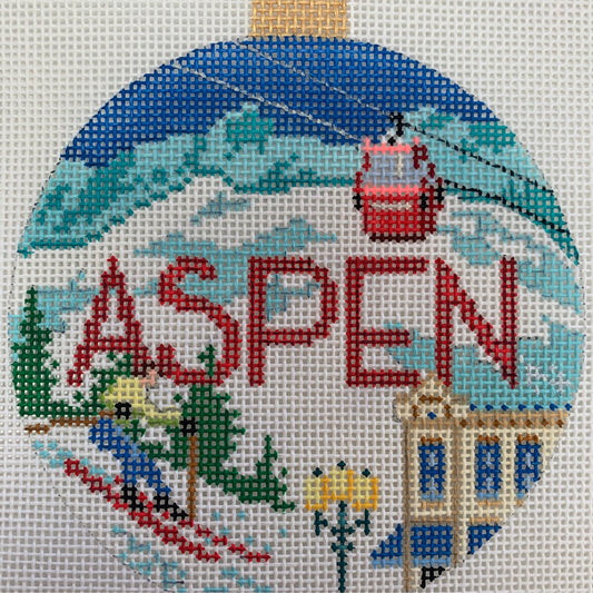 Aspen Ski Resort Round Needlecraft Canvas
