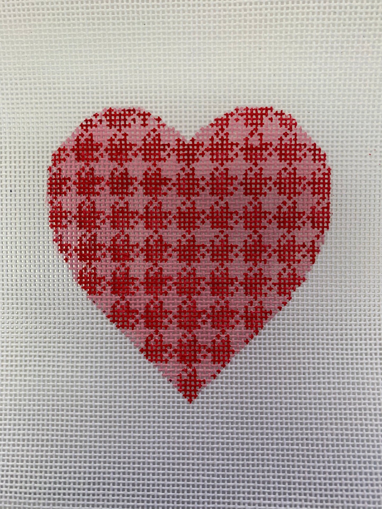 Heart Red Herringbone Needlecraft Canvas