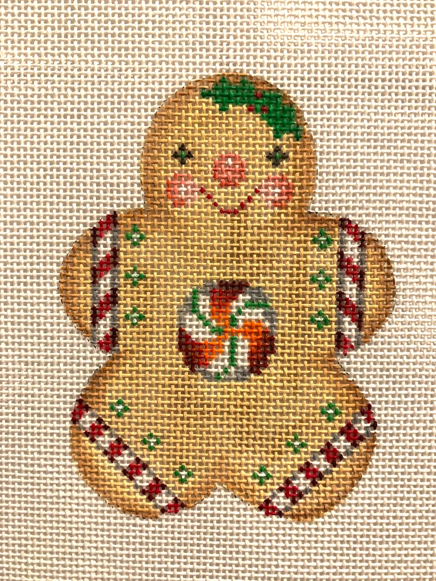 Gingerbread Boy Peppermint Center Needlecraft Canvas
