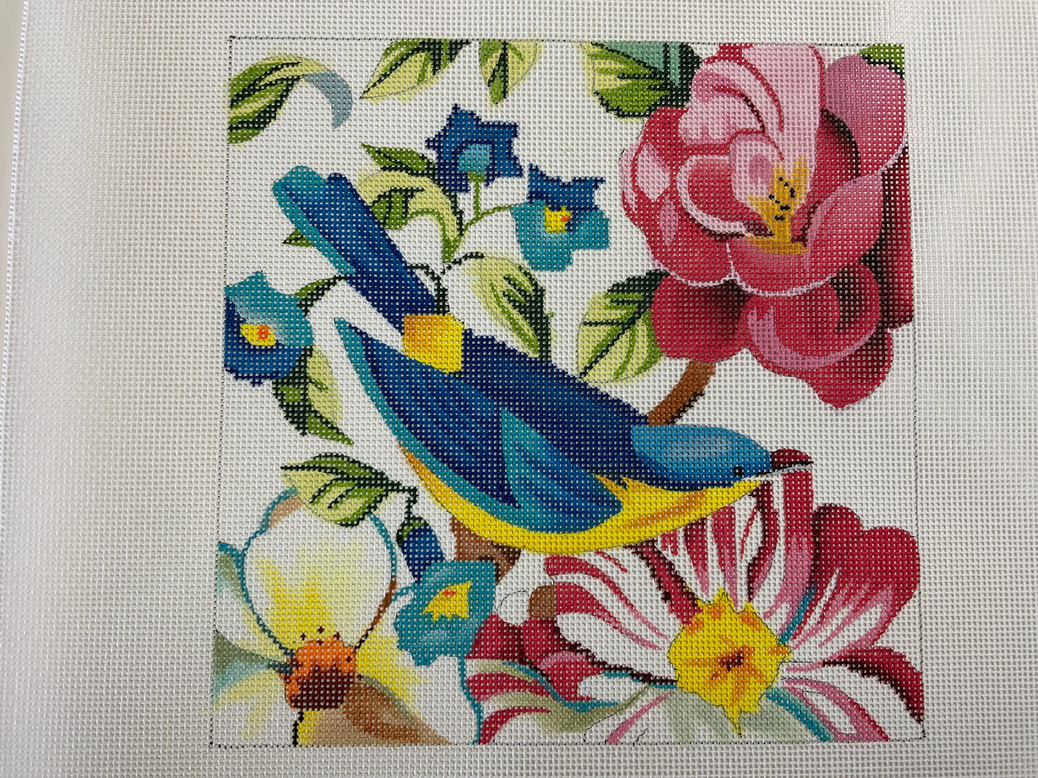 Floral with Blue Bird Needlecraft Canvas