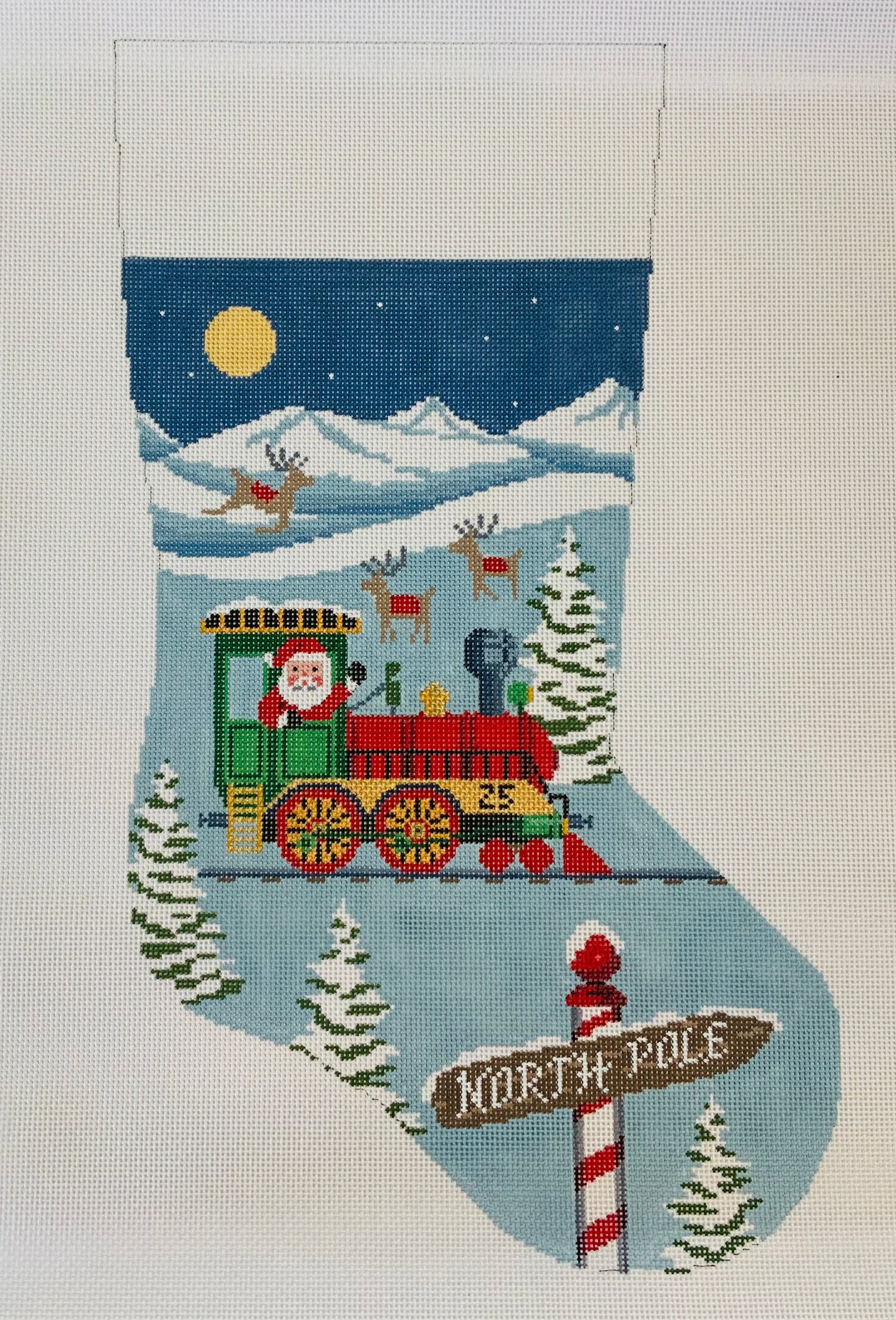 Stocking Santa and Train Needlecraft Canvas