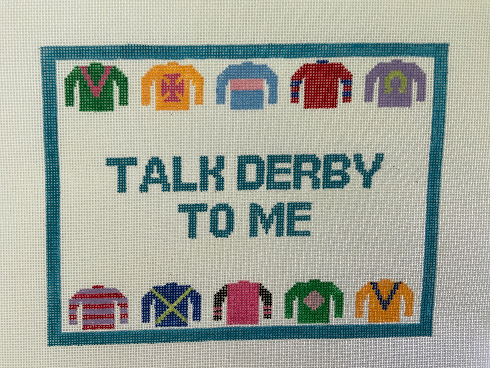 Talk Derby To Me Blue Border Needlecraft Canvas