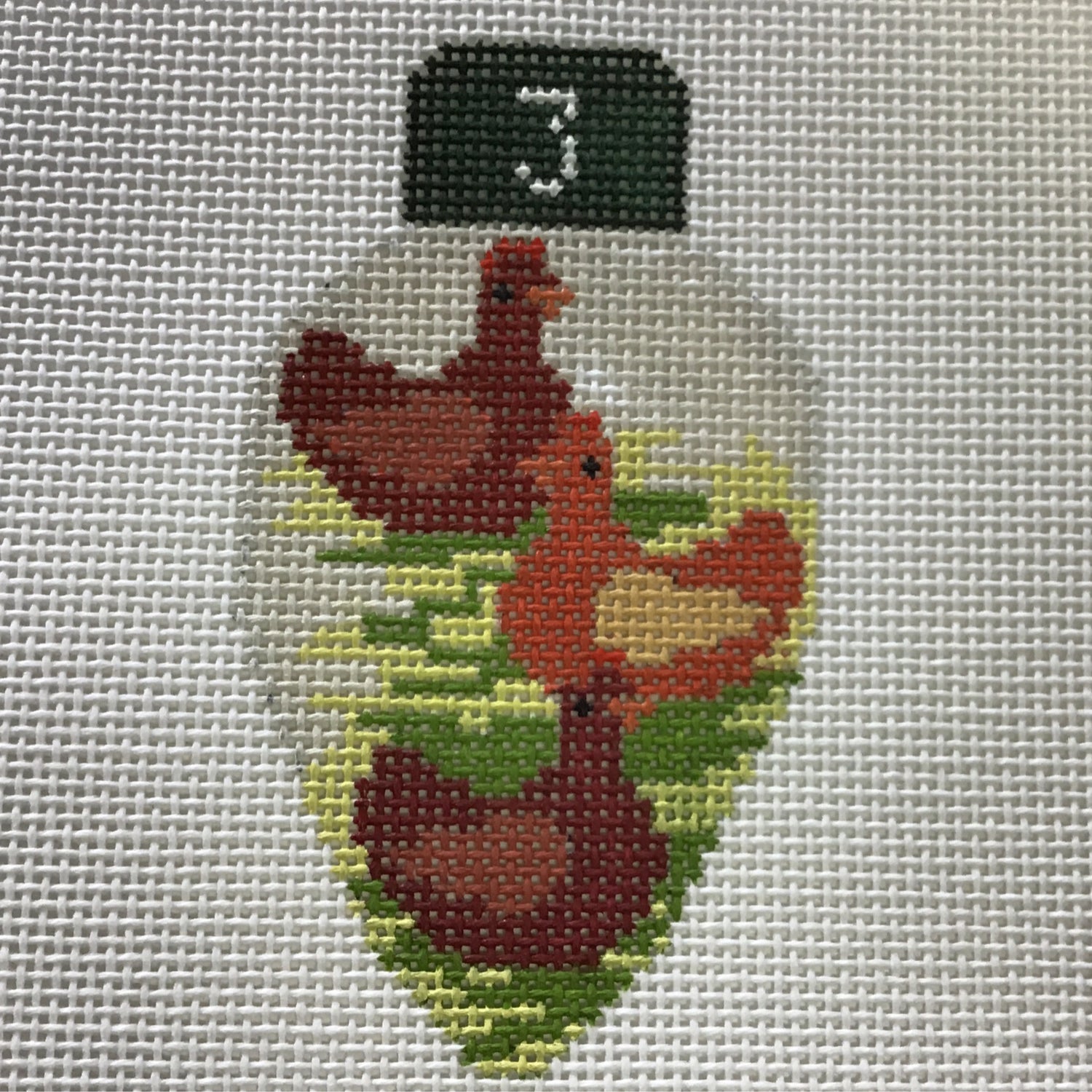 Lightbulb 3 French Hens Needlecraft Canvas
