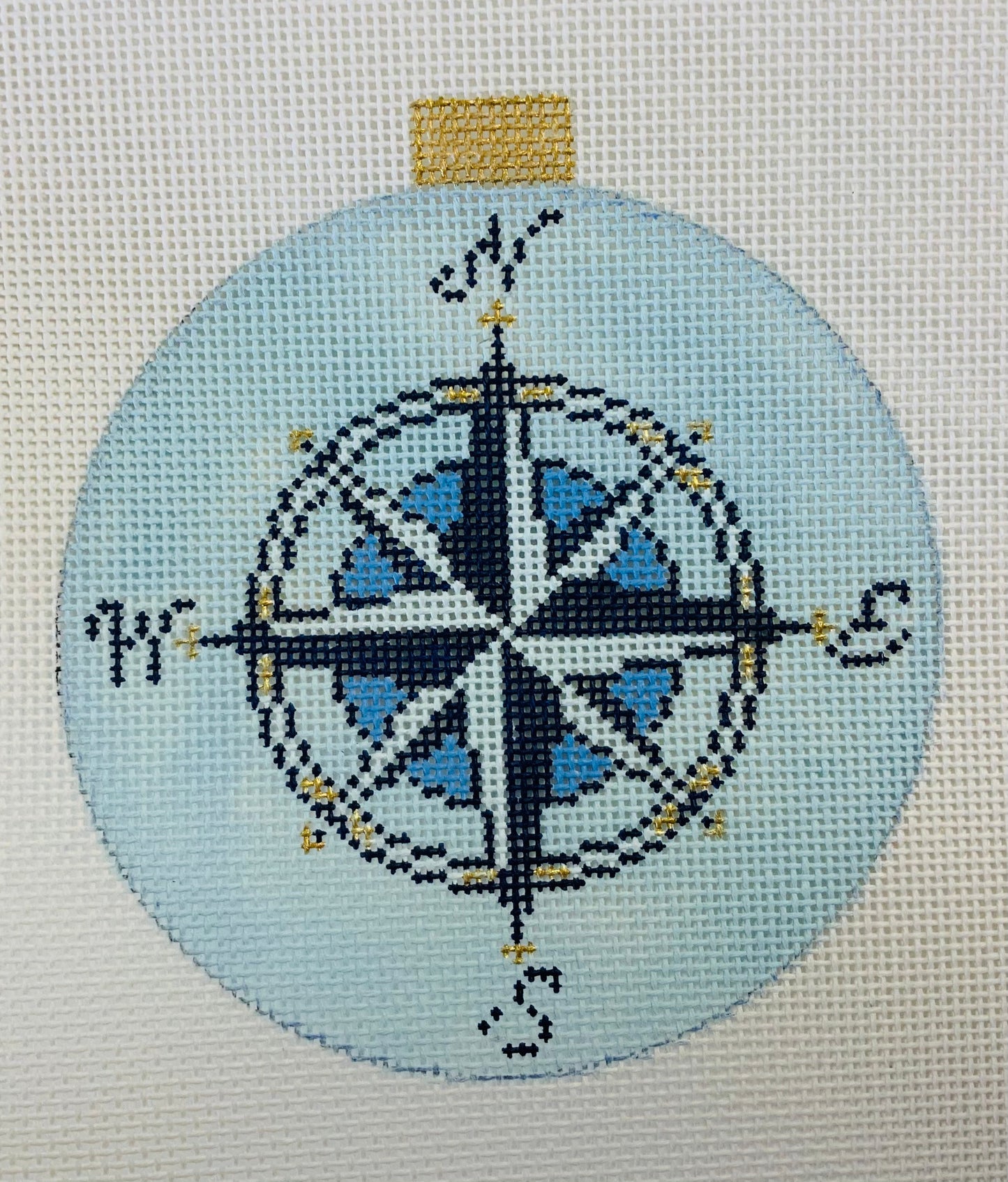 Compass Rose - Light Blue Needlecraft Canvas