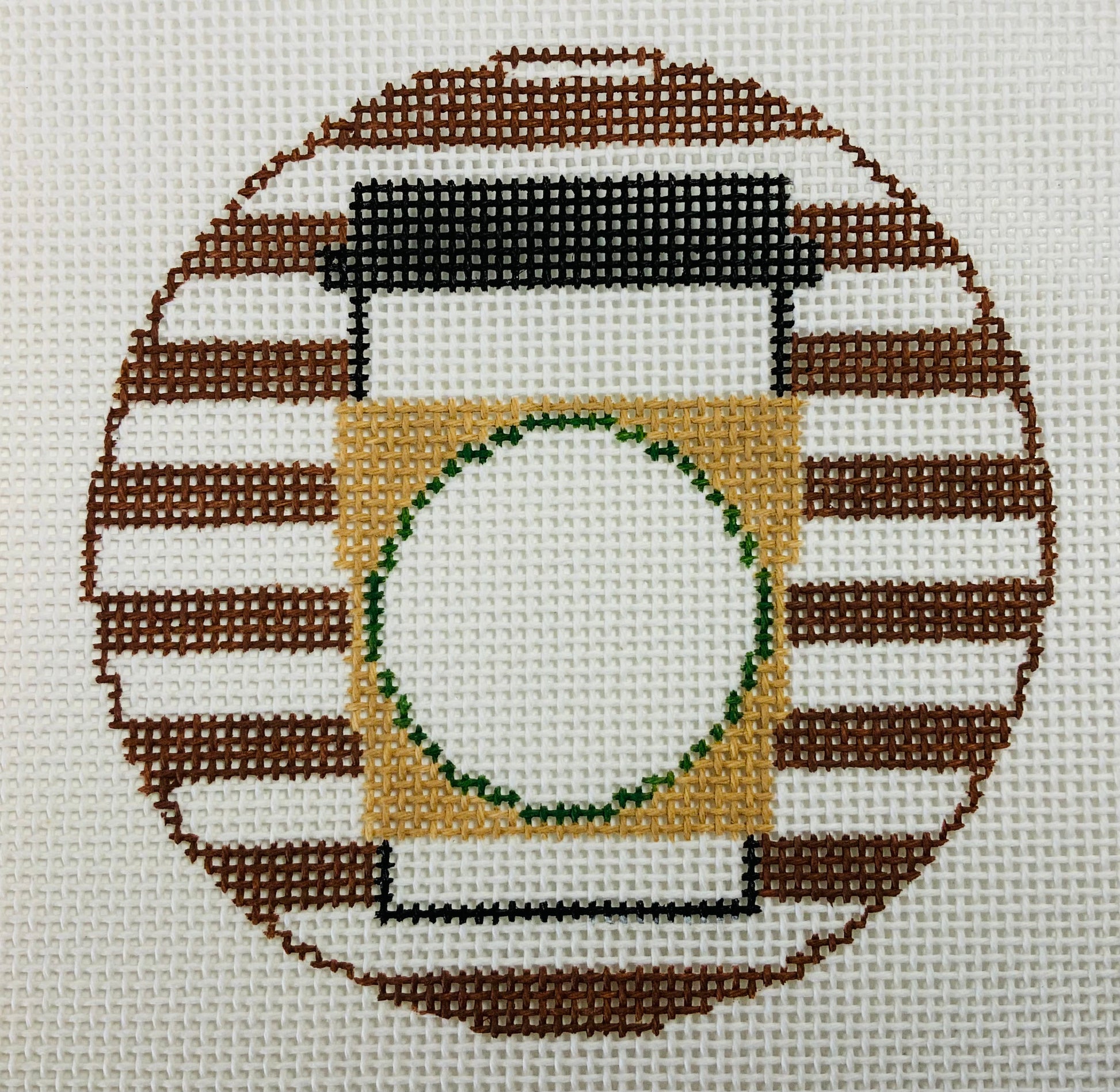 Coffee Monogram Round Needlecraft Canvas