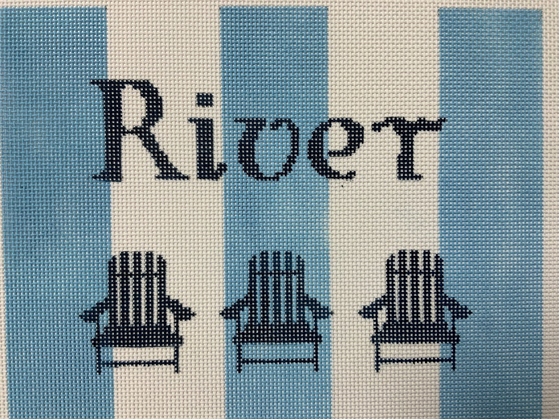 River on Blue Stripes Needlecraft Canvas