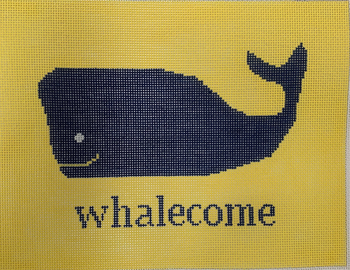 Whalecome on Yellow Needlecraft Canvas
