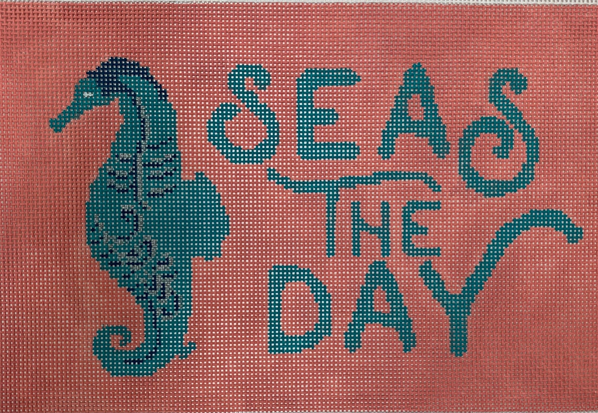 Seas The Day on Red Needlecraft Canvas