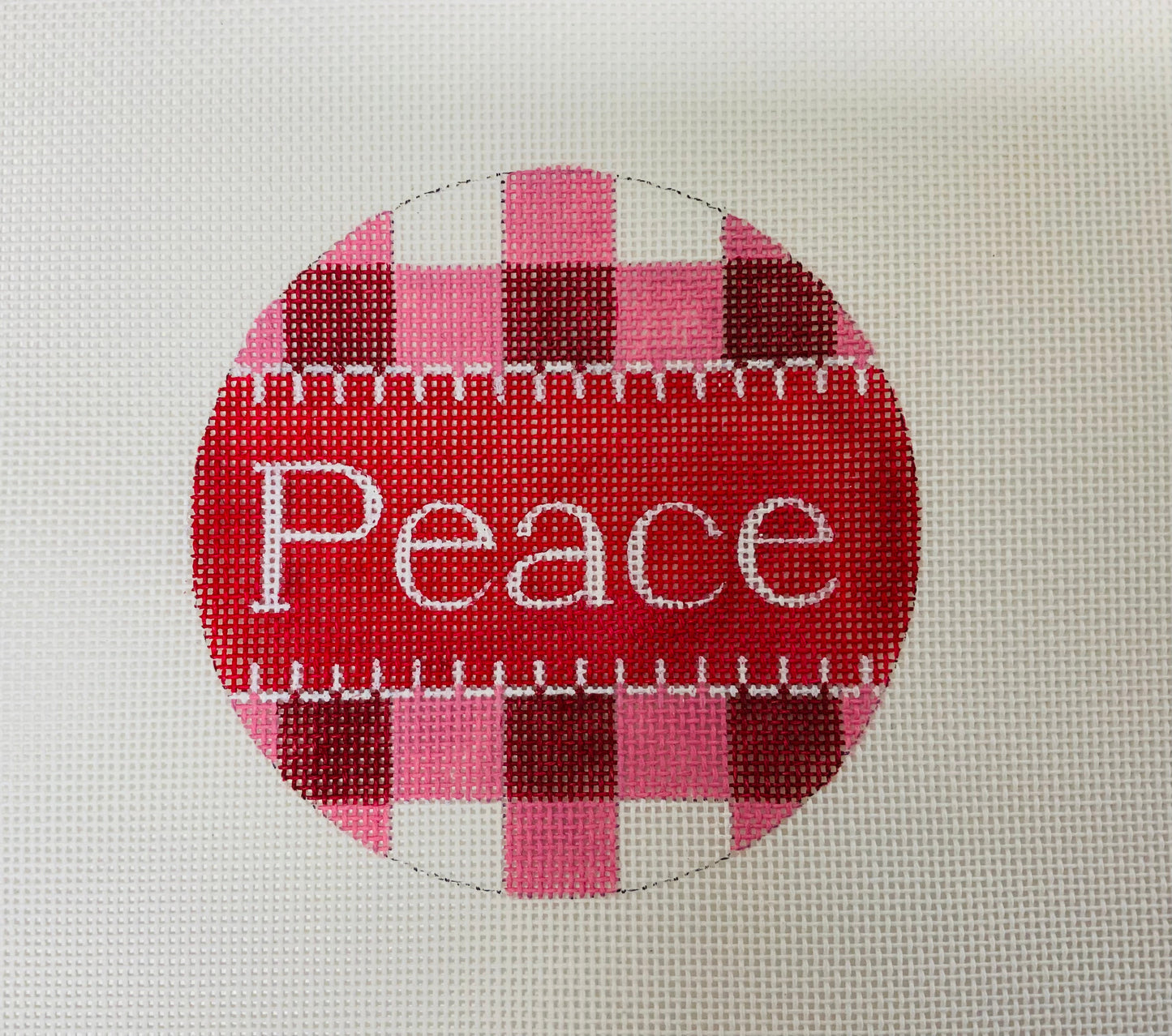 Peace Gingham in Red Needlecraft Canvas