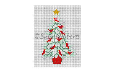 Red Bird Tree Needlecraft Canvas