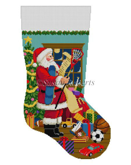 Santa's List, Boys Sports Toys Needlecraft Canvas