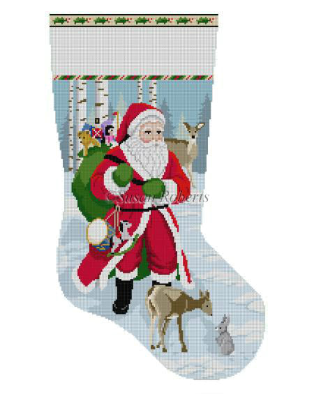 Santa With Deer Needlecraft Canvas