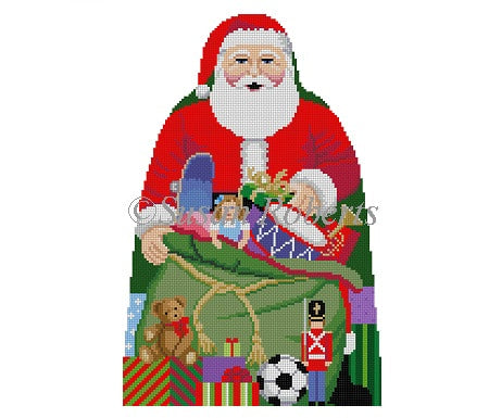 Santa With Toy Bag, Tree Topper II Needlecraft Canvas