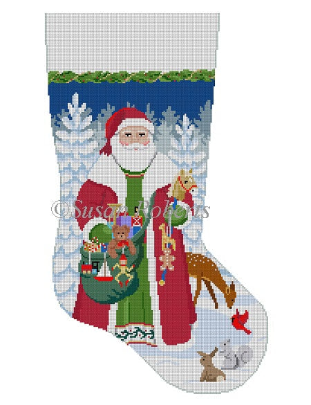 Woodland Santa, Stocking Needlecraft Canvas