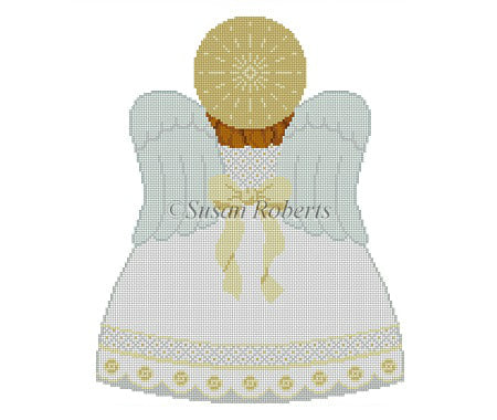Tree Topper, Angel Back, White, Gold, Silver Needlecraft Canvas
