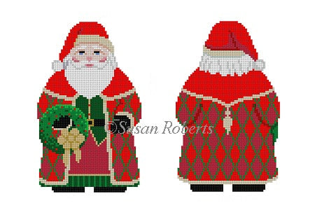 Santa W/Wreath, 2-Sided Needlecraft Canvas
