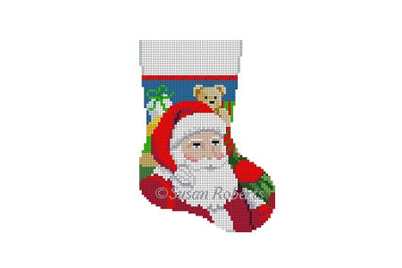 Santa With Bag, Mini-Sock Needlecraft Canvas