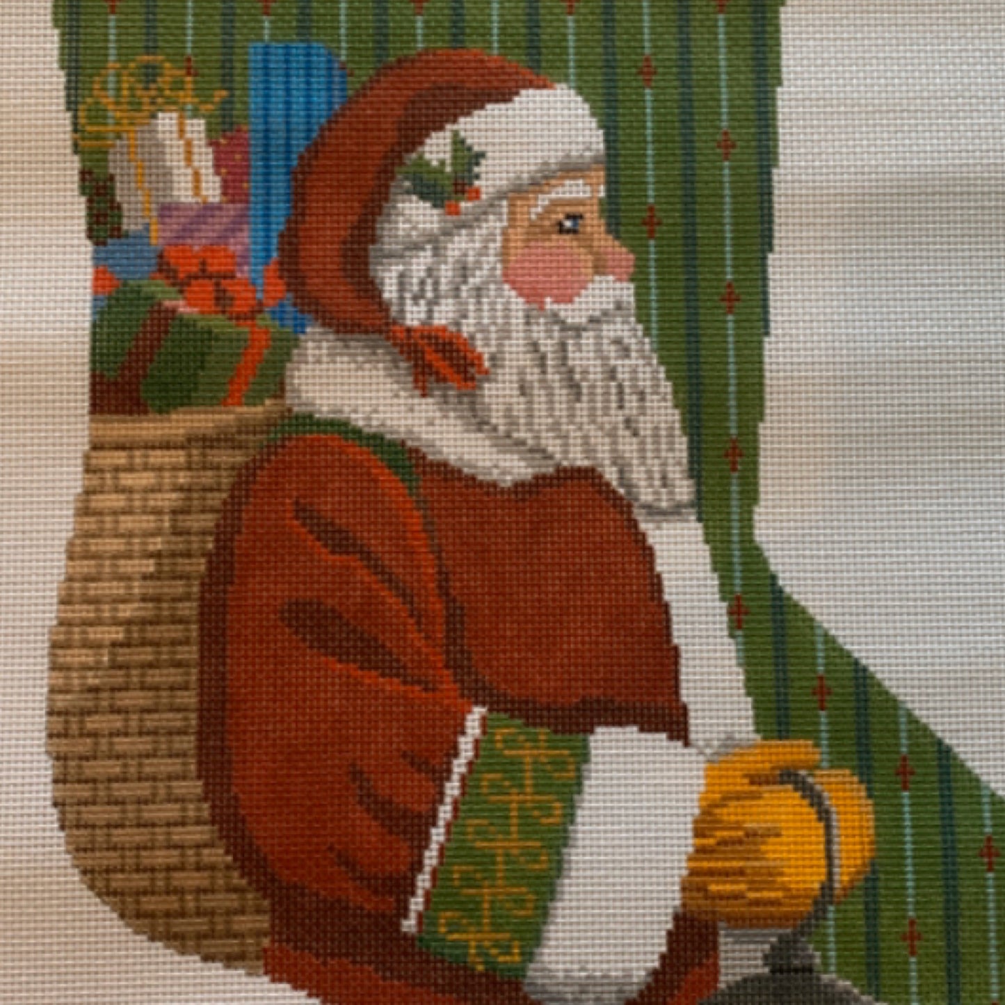 Stocking Santa With Lantern Needlecraft Canvas