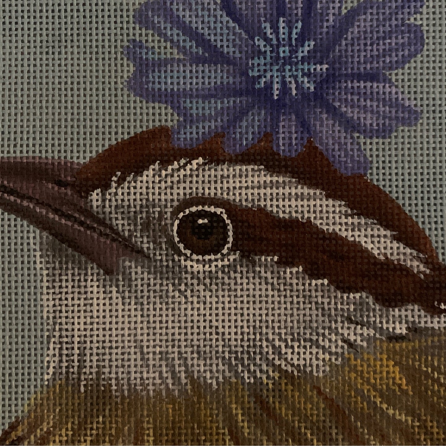 Bird with Purple Flower Needlecraft Canvas