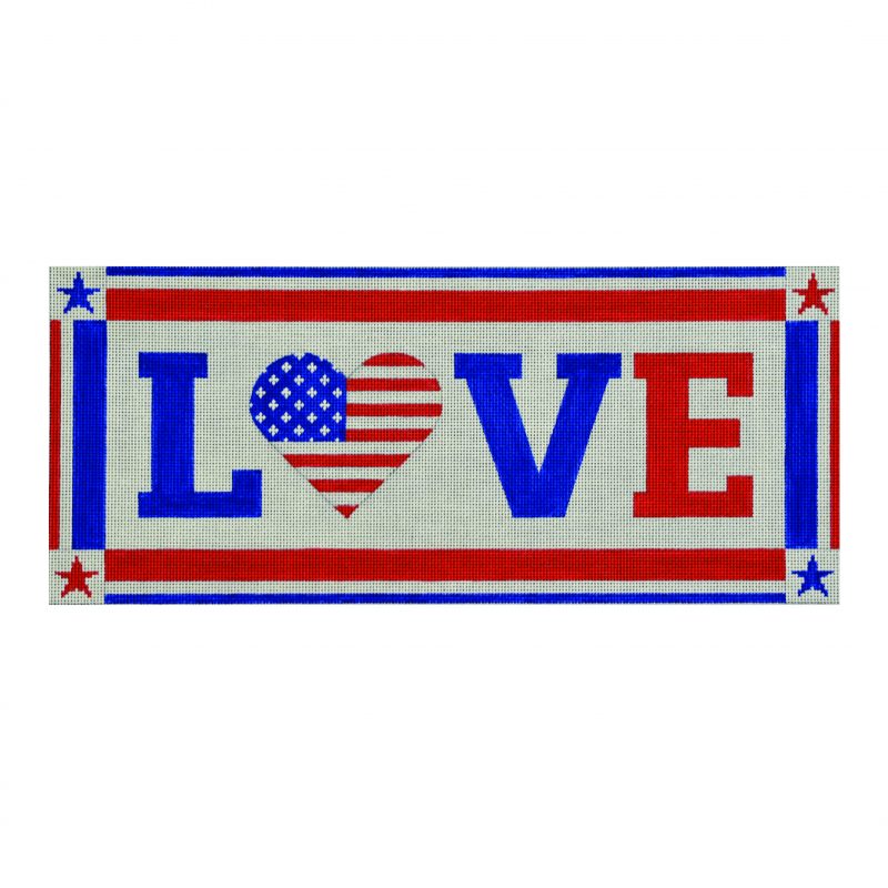 Love W/Flag Heart Needlecraft Canvas